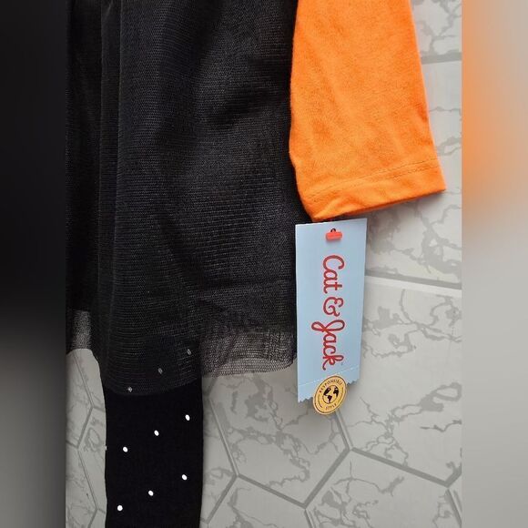 Nwt Cat & Jack Halloween Girl's Tulle Tutu Tunic and Leggings Outfit - Picture 8 of 8
